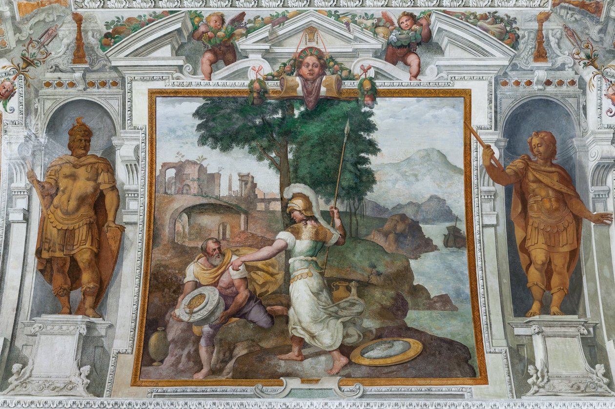 ユリシーズとミネルバ、1560年頃（フレスコ画） 作： ジョバンニ・バティスタ・カステッロ