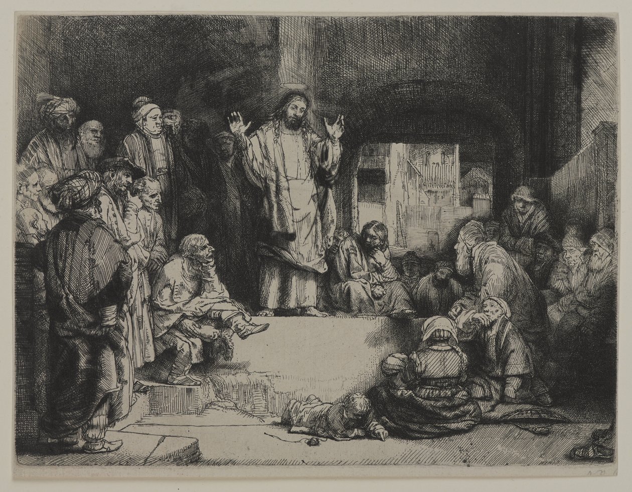 Christ Preaching（La Petite tombe）、c.1652（簀の紙に取り付けられた簀の紙のエッチング、ドライポイント、ビュラン） 作： ジョバンニ・バティスタ・ティエポロ