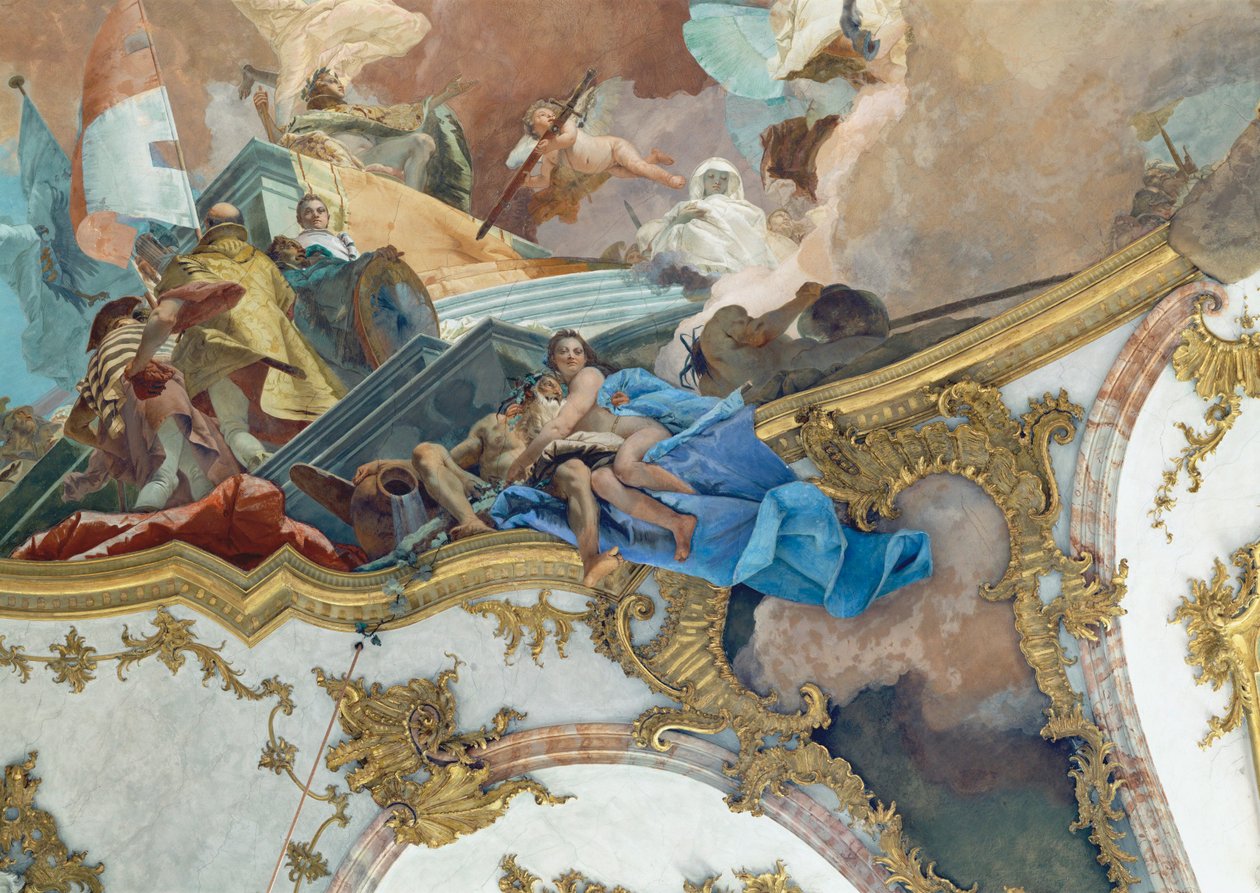 カイザーザール（皇帝の間）の天井パネルに描かれた絵。 作： ジョヴァンニ・バティスタ (1696-1770) ティエポロ