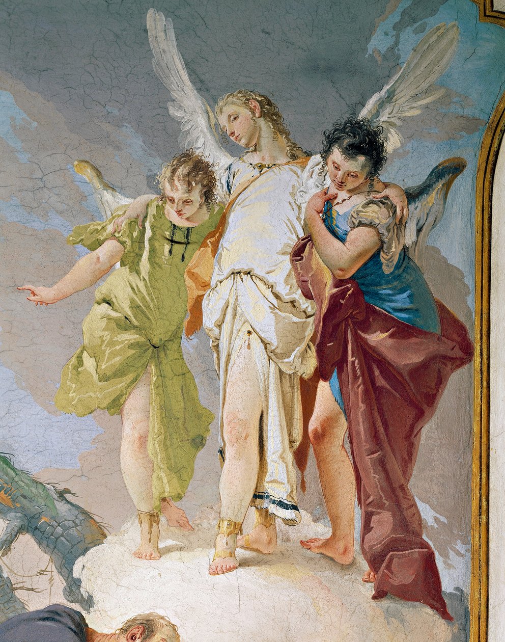 アブラハムと天使たち」ジョヴァンニ・バッティスタ・ティエポロ（1696-1770）作、フレスコ画、詳細、総主教宮殿、ゲストホール、ウディネ 作： ジョバンニ・バティスタ・ティエポロ