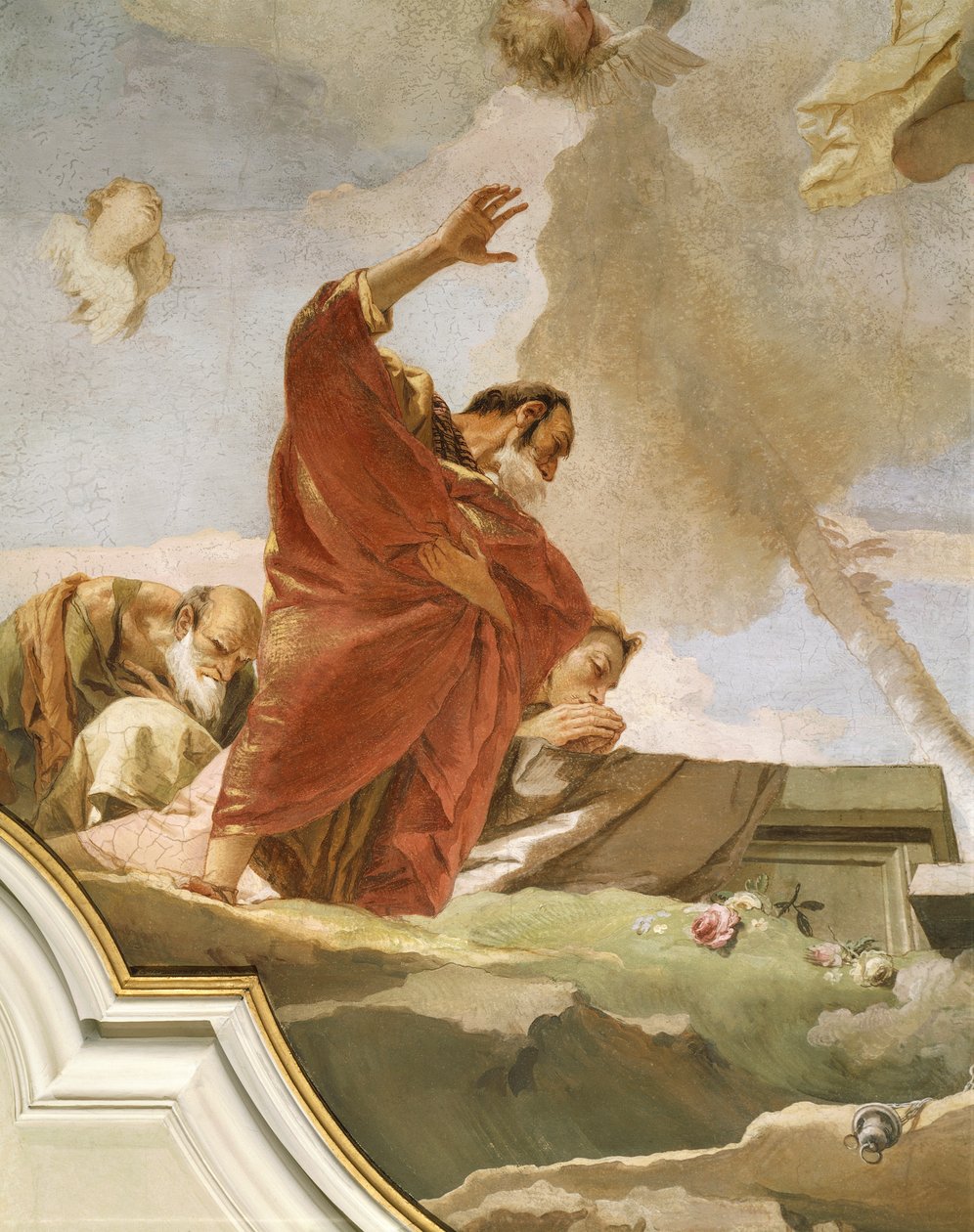 ジョヴァンニ・バッティスタ・ティエポロ（1696-1770）作「聖母被昇天」、フレスコ画、詳細、ウディネの純潔のオラトリオ 作： ジョバンニ・バティスタ・ティエポロ