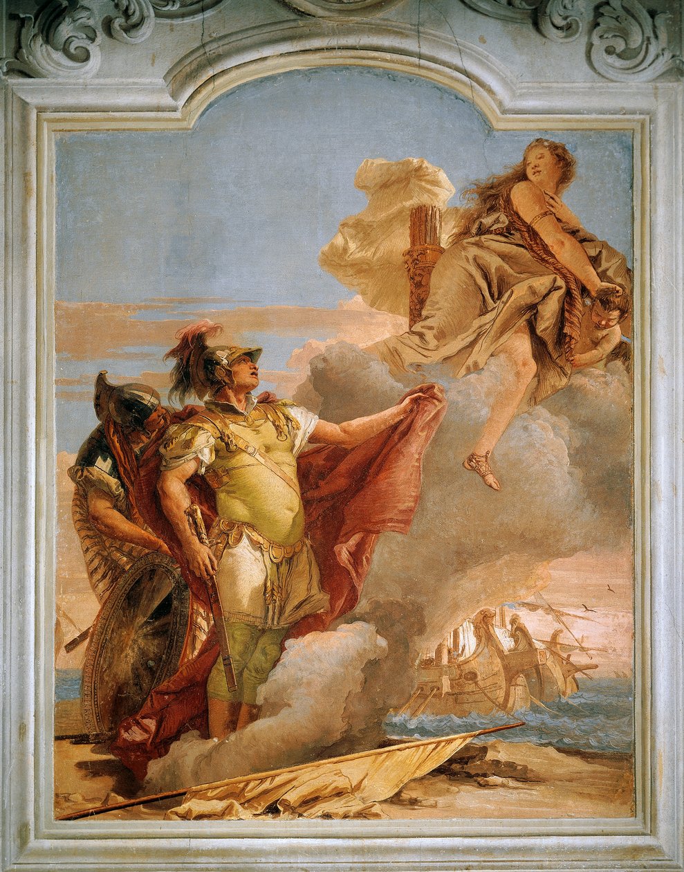 ジャンバッティスタ・ティエポロ（1696-1770）作、フレスコ画「アエネーイスの間」、ヴィッラ・ヴァルマラナ「アイ・ナーニ」（イタリア、ヴィチェンツァ）。 作： ジョバンニ・バティスタ・ティエポロ
