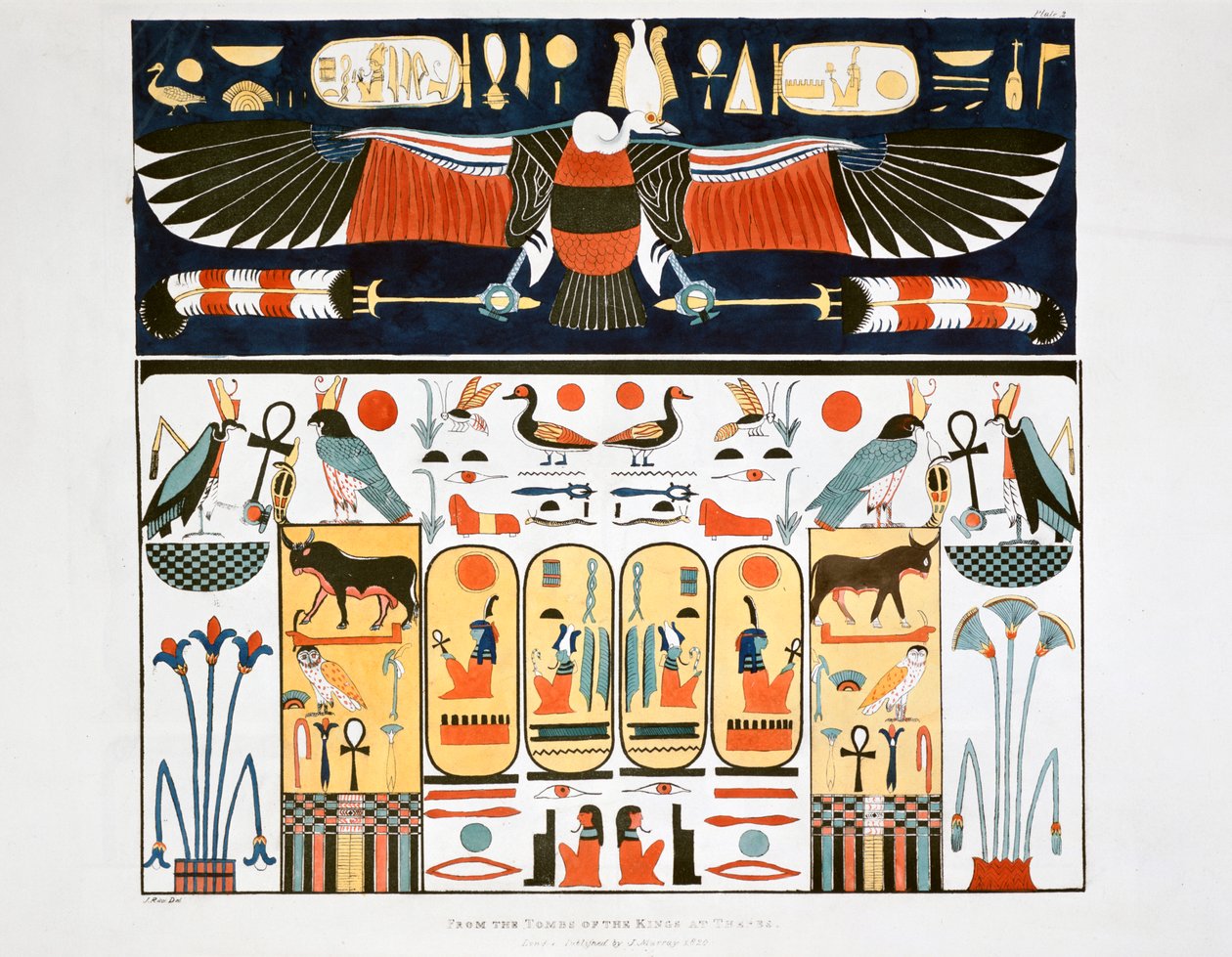 テーベの王の墓からの壁画、1820 作： ジョヴァンニ・バッティスタ・ベルゾーニ
