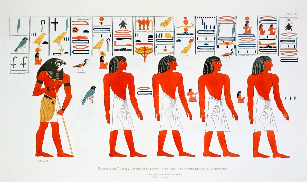 テーベの王の墓からの壁画、1820 作： ジョヴァンニ・バッティスタ・ベルゾーニ