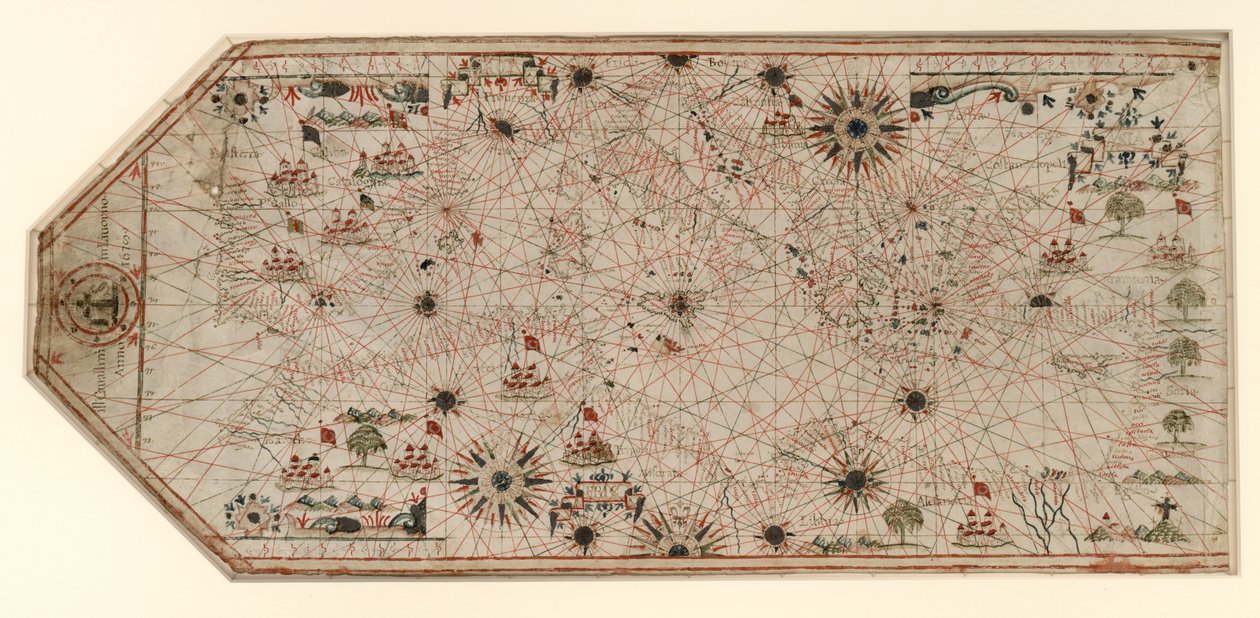 地中海、ポルトガル沿岸、アフリカ北西沿岸の海図 LOC 2014588813 作： ジョバンニ・バティスタ・カヴァリーニ