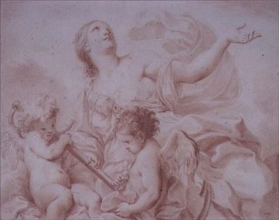 2つの翼のあるキューピッドがアンカーを持っている希望の図（図） 作： ジョヴァンニ・バッティスタ・チプリアーニ