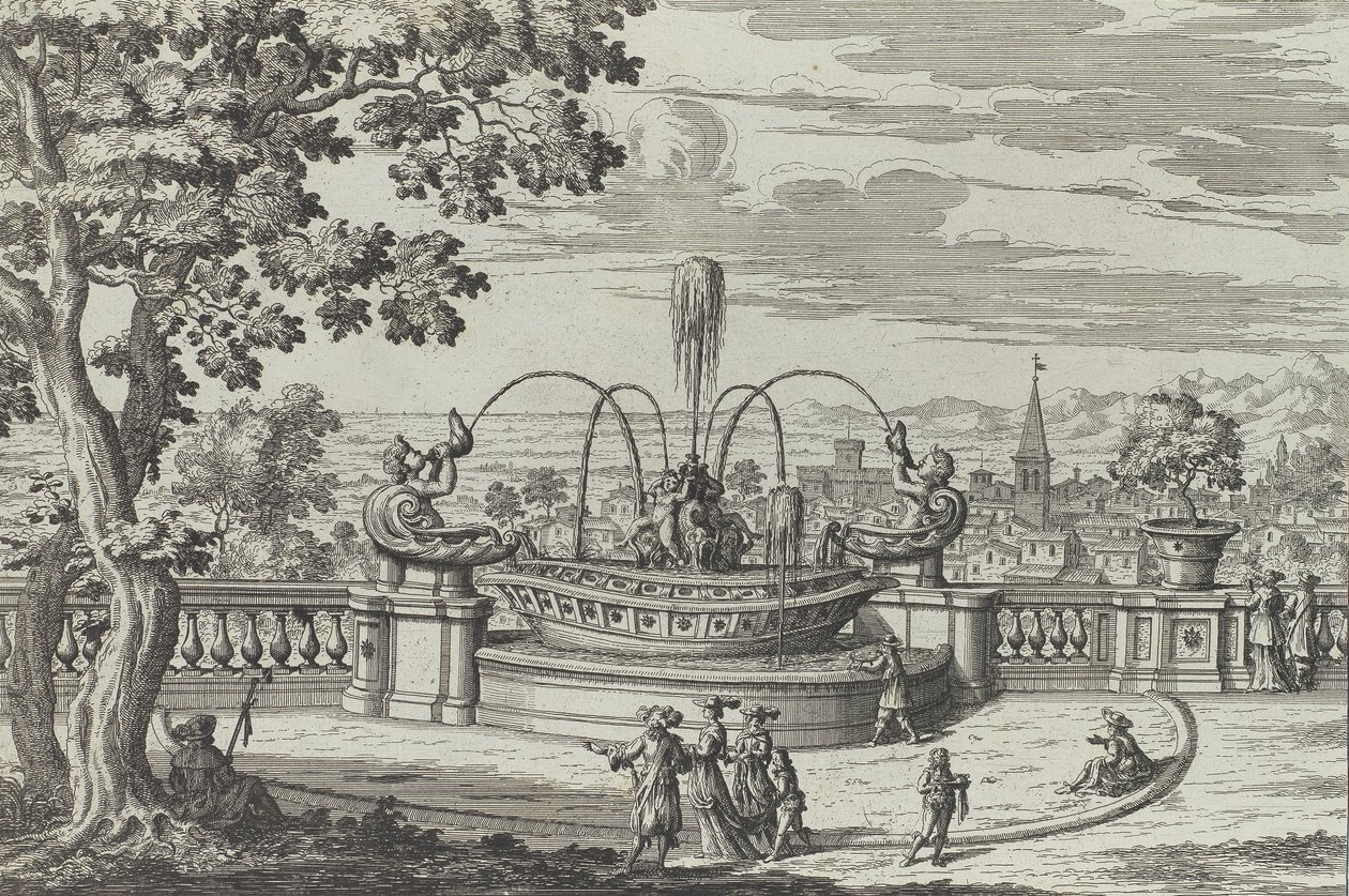 Frascati の Belvedere の噴水...、1691 年以降。 作： ジョヴァンニ・バッティスタ・ファルダ