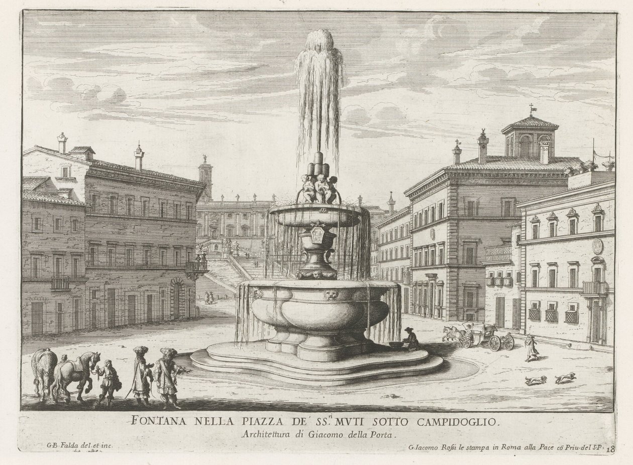 ローマのアラコエリ広場の噴水 カンピドリオの下の piazza de