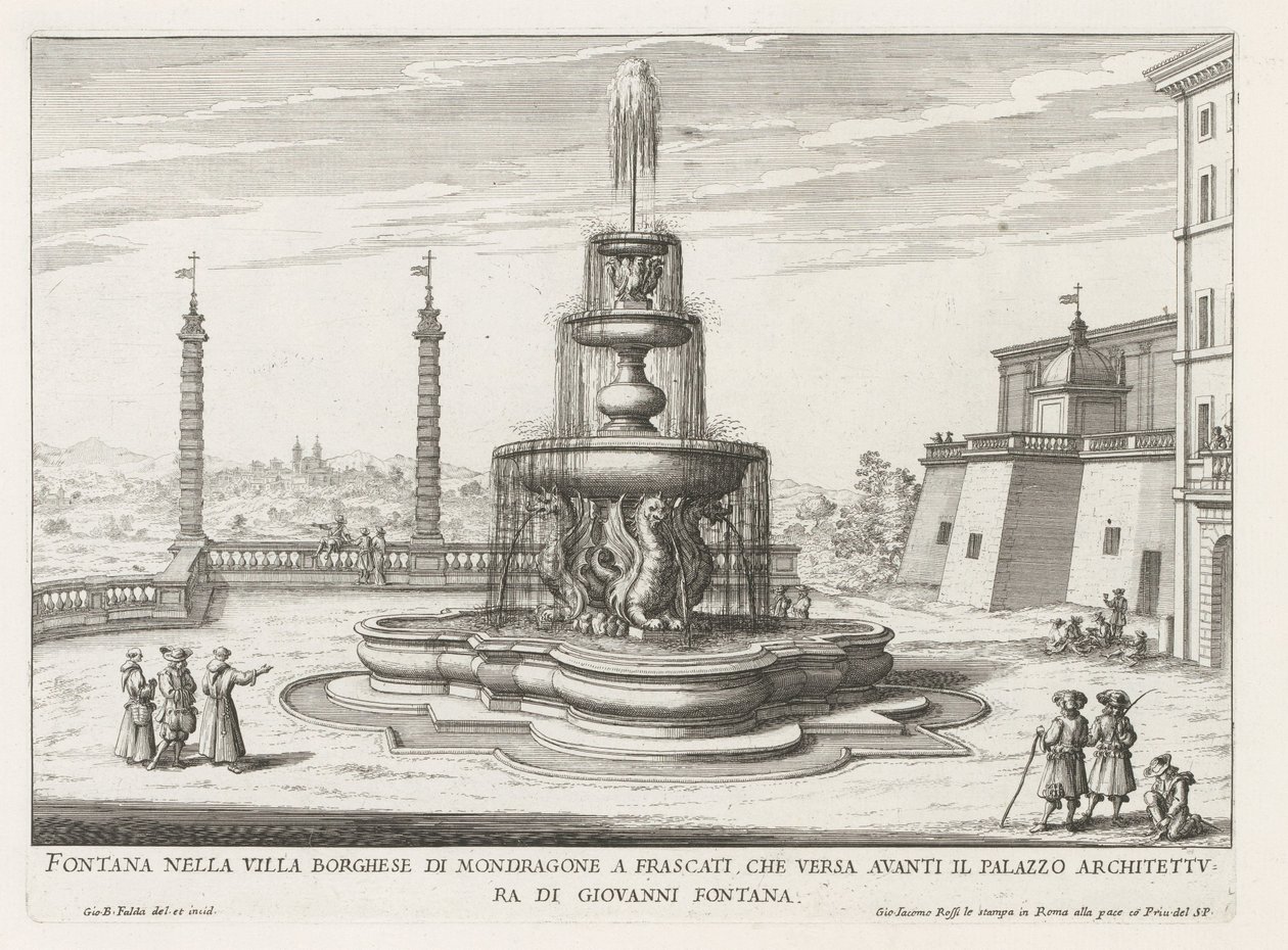 Fontein in de tuinen van de Villa Mondragone te Frascati Frascati の Mondragone の Villa Borghese の噴水 (...) (オブジェクトのタイトル) フラスカーティのヴィラの噴水 (シリーズ タイトル) フォンテイネン・ヴァン・フラスカーティ（シリーズタイトル） 作： ジョヴァンニ・バッティスタ・ファルダ