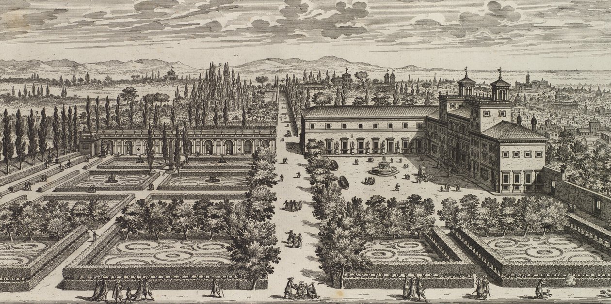 1677 年以降のヴィラ メディチの眺め。 作： ジョヴァンニ・バッティスタ・ファルダ