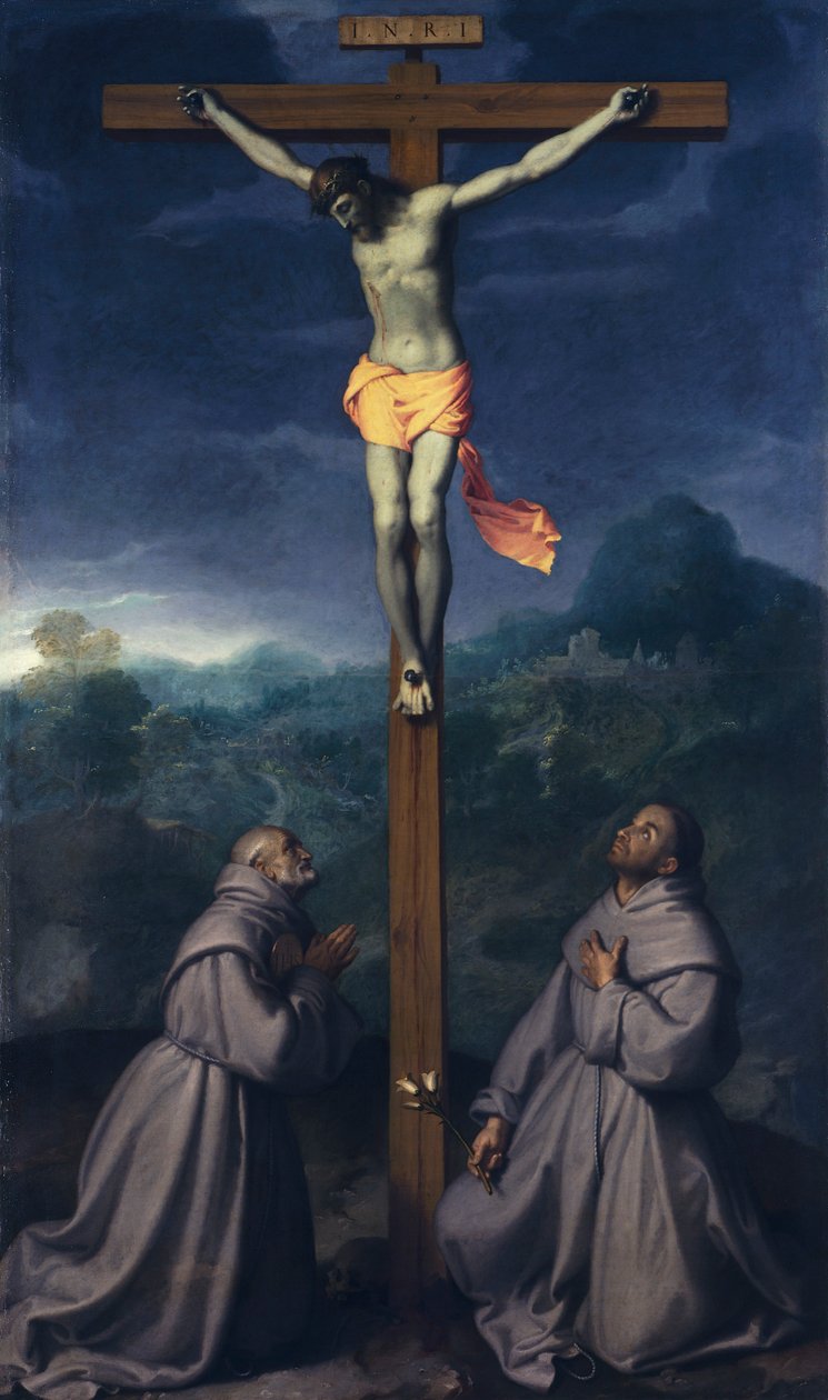 ジョヴァンニ・バッティスタ・モローニ作（1525年頃～1578年）、カンヴァスに油彩、226x133cm、サン・ジュリアーノ教会、アルビーノ 作： ジョヴァンニ・バッティスタ・モロニ