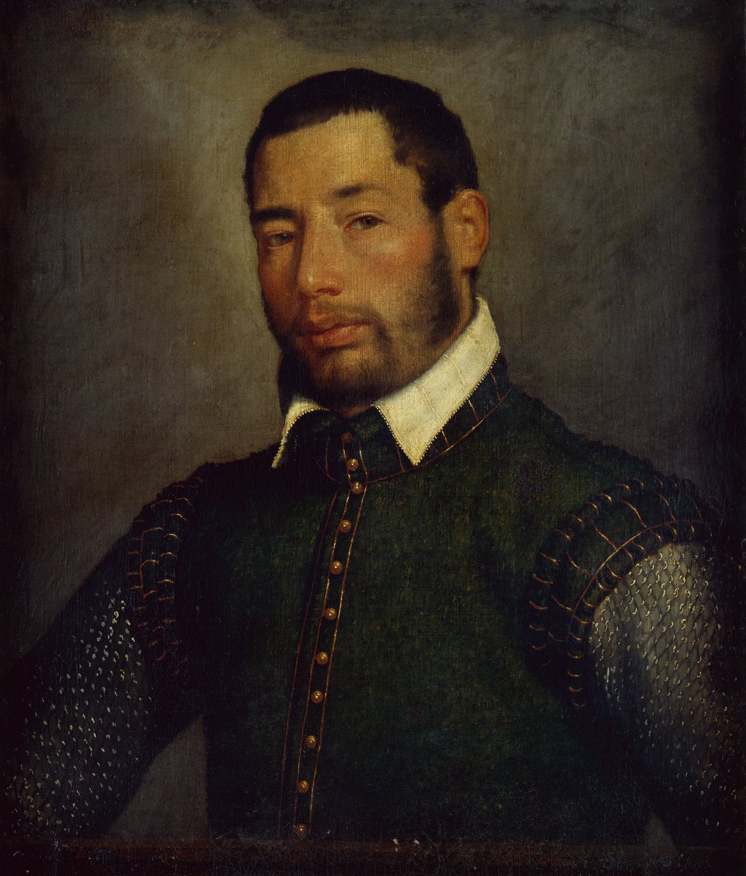 緑のダブレットと鎖帷子を着た紳士の肖像」1565年頃（油彩・キャンバス 作： ジョヴァンニ・バッティスタ・モロニ