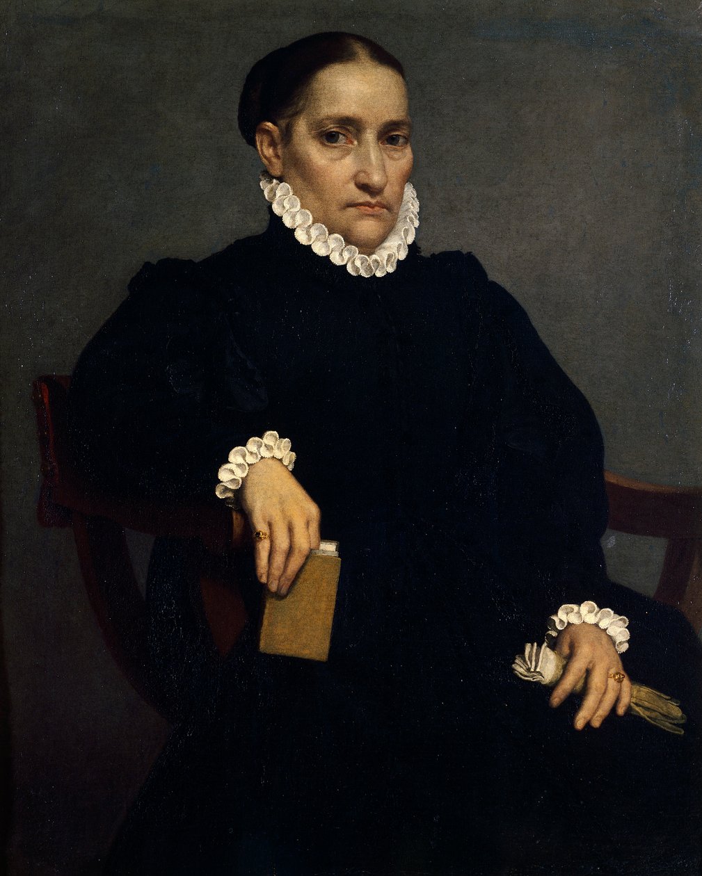 Giovanni Battista Moronin muotokuva mustapukuisesta iäkkäästä naisesta (noin 1525-1578) 作： ジョヴァンニ・バッティスタ・モロニ
