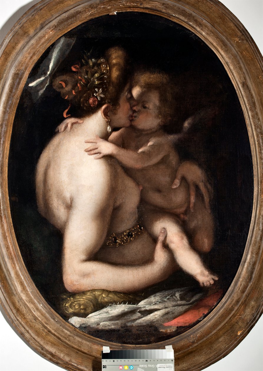 ヴィーナスとキューピッド（Venus and Cupid） ジョヴァンニ・バッティスタ・パッジ（1554-1627）の絵画 Genes, Musei di Strada Nuova inv n PB 1409 作： ジョバンニ・バティスタ・パッジ