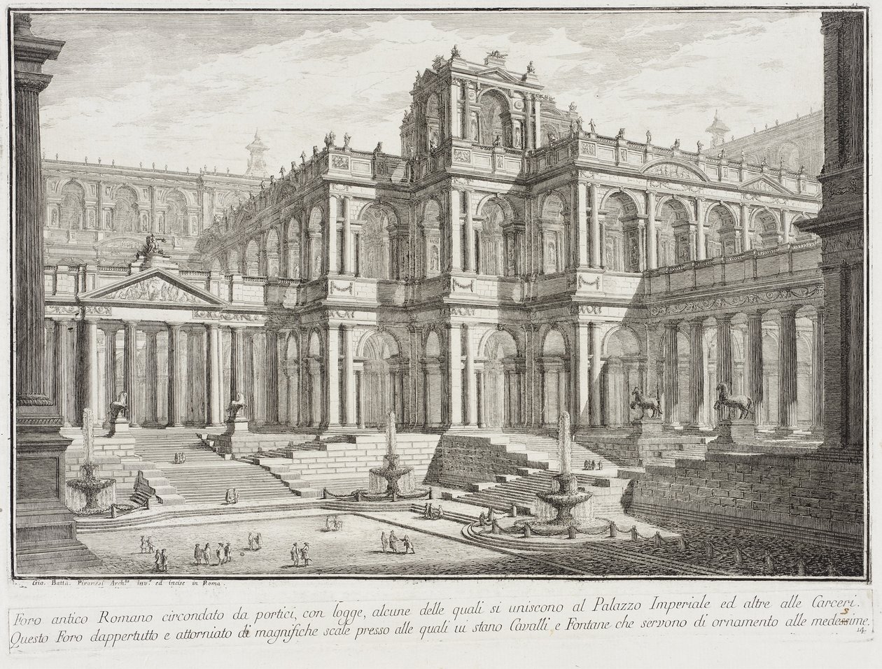 ポルティコスに囲まれた古代のフォーラム、1743年頃 作： ジョバンニ・バッティスタ・ピラネージ