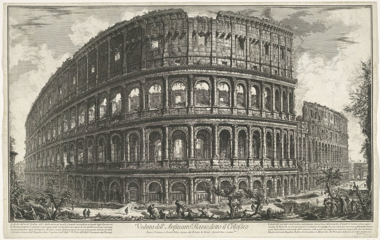 ローマのコロッセオ 額装済み1823年ピラネージ画廊 コロッセオ テ ローマ コロッセオとして知られるフラウィウス円形劇場