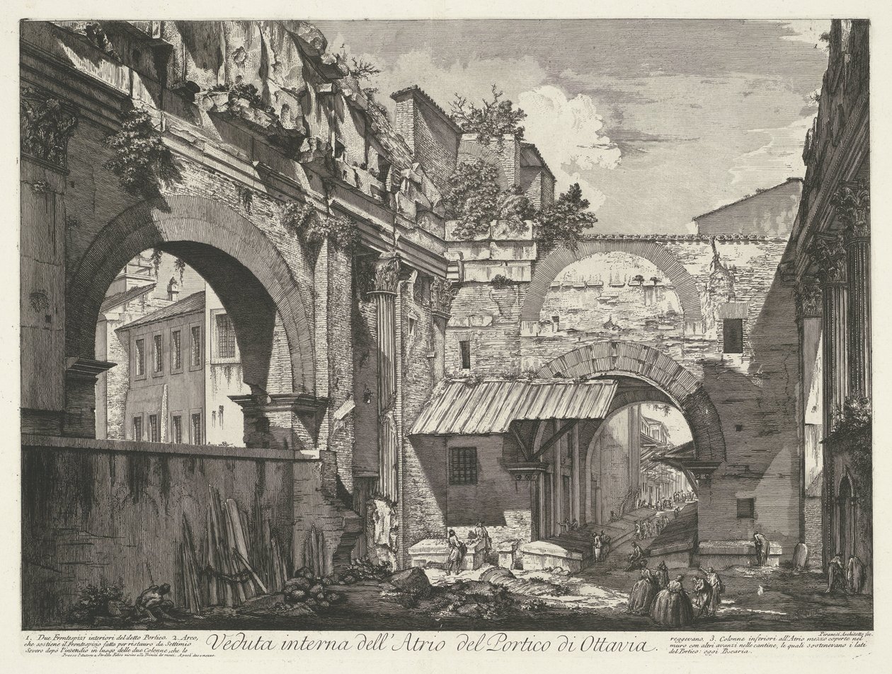 Innenansicht der Portikus des Octavia in Rom Veduta interna dell