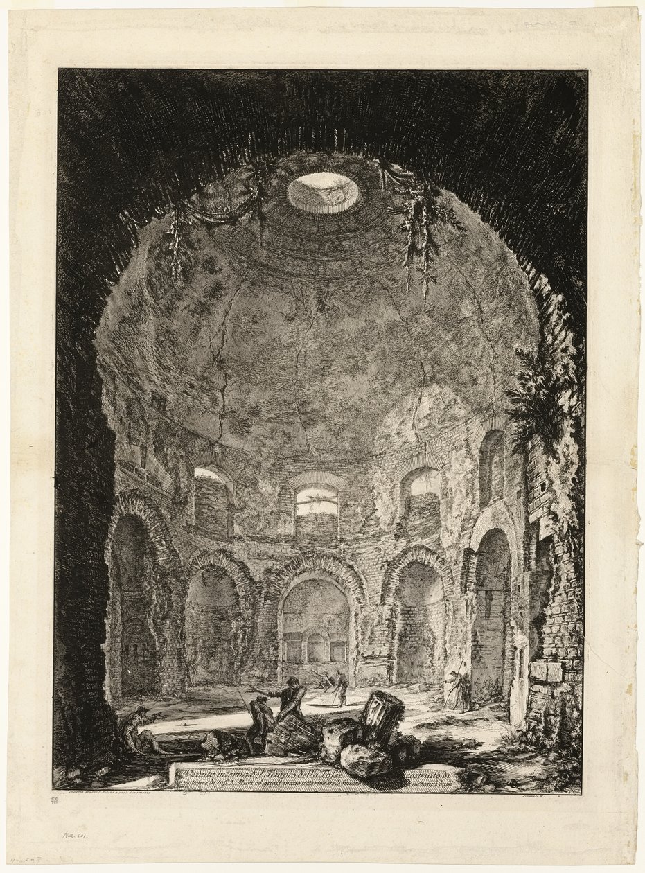 Views of Rome からの、いわゆる Tempio della Tosse [咳の神殿] の内部ビュー 作： ジョバンニ・バッティスタ・ピラネージ