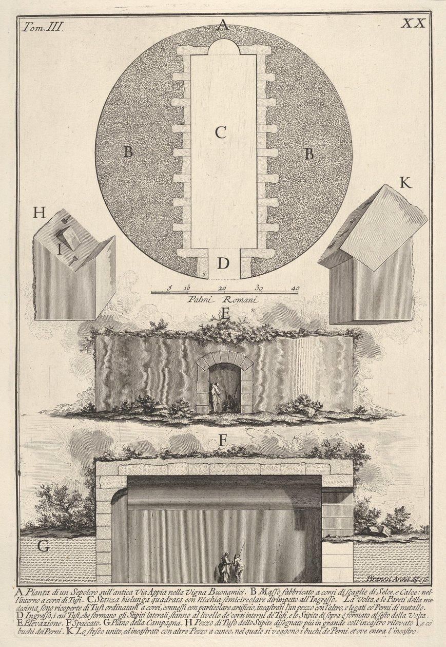 Vigna BuonamiciのAppian Wayにある墓の計画古代のVia ...、1756年の墓の計画 作： ジョバンニ・バッティスタ・ピラネージ