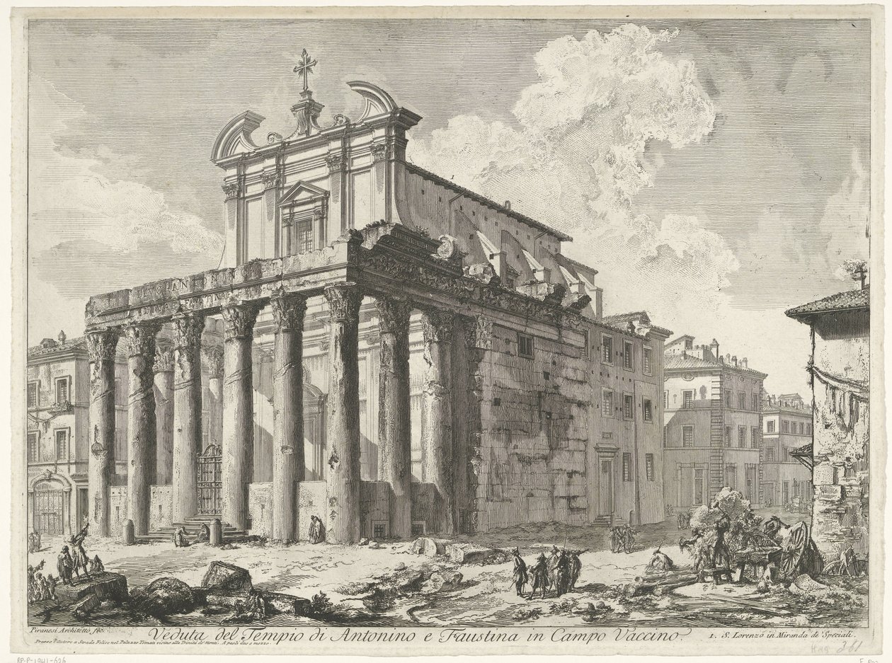 Tempel des Antoninus und Faustina in Rom von Giovanni-Battista Piranesi