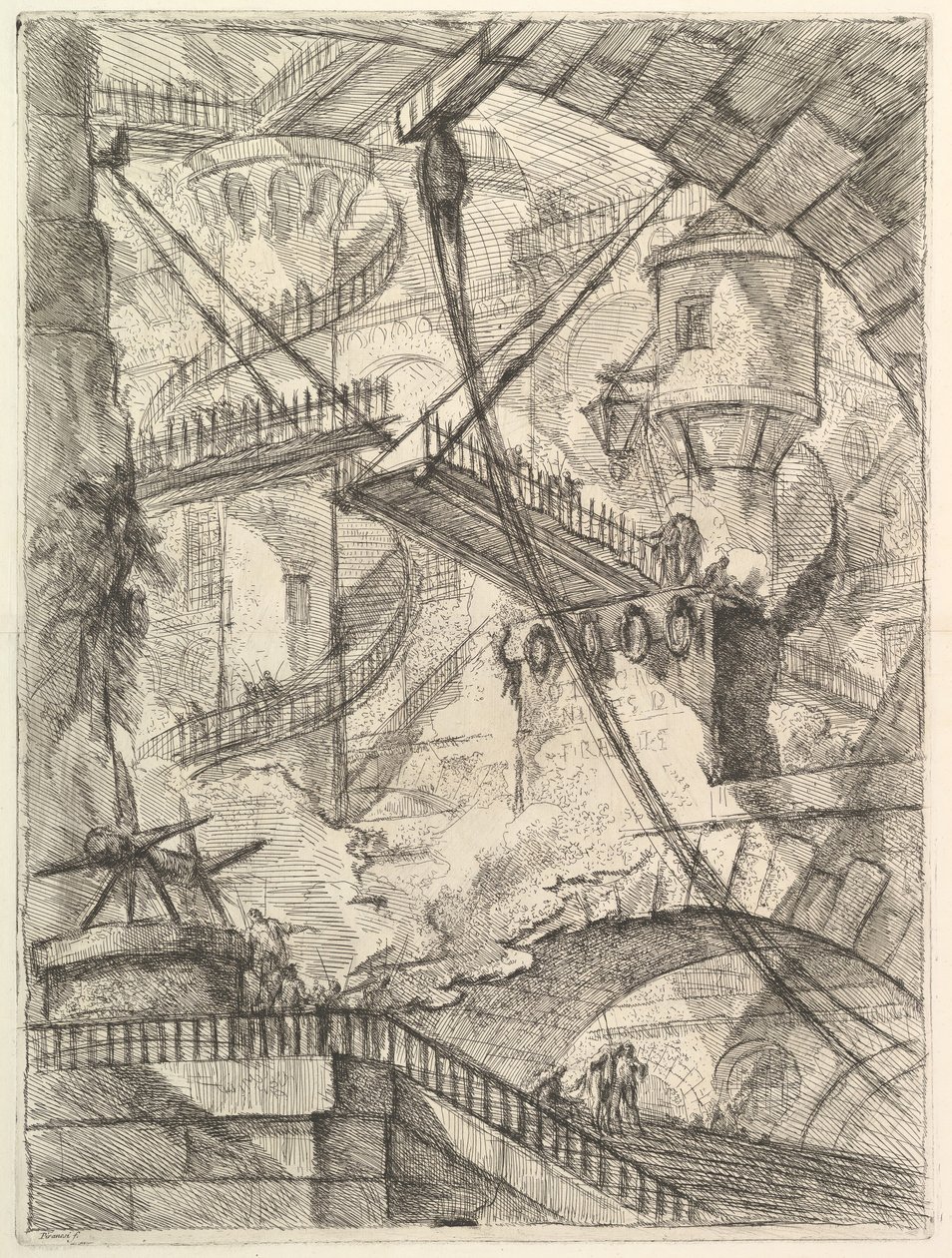 Carceri dinvenzione Imaginary Prisonsからの跳ね橋。 1749-50。 作： ジョバンニ・バッティスタ・ピラネージ