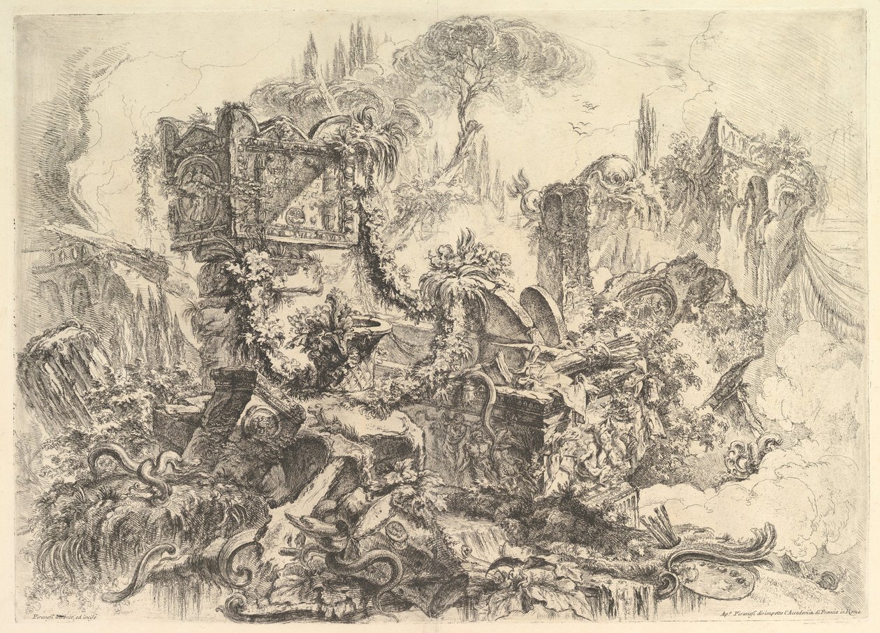 ネロの墓、グロテスキグロテスク、ca。 1748年。 作： ジョバンニ・バッティスタ・ピラネージ