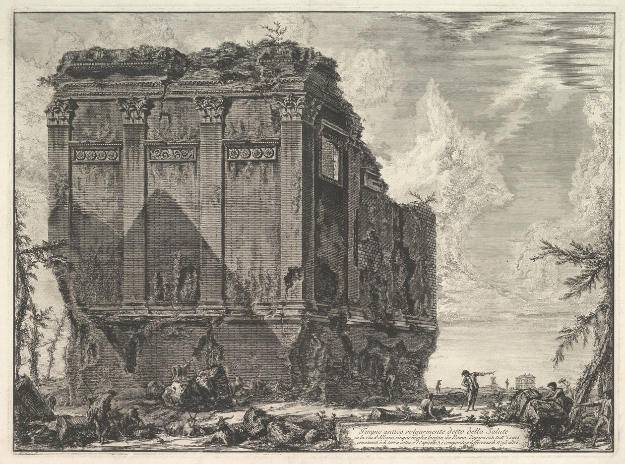 一般的に呼ばれるアルバノの古代寺院への道にある、いわゆるサルスの寺院。 1763年。 作： ジョバンニ・バッティスタ・ピラネージ