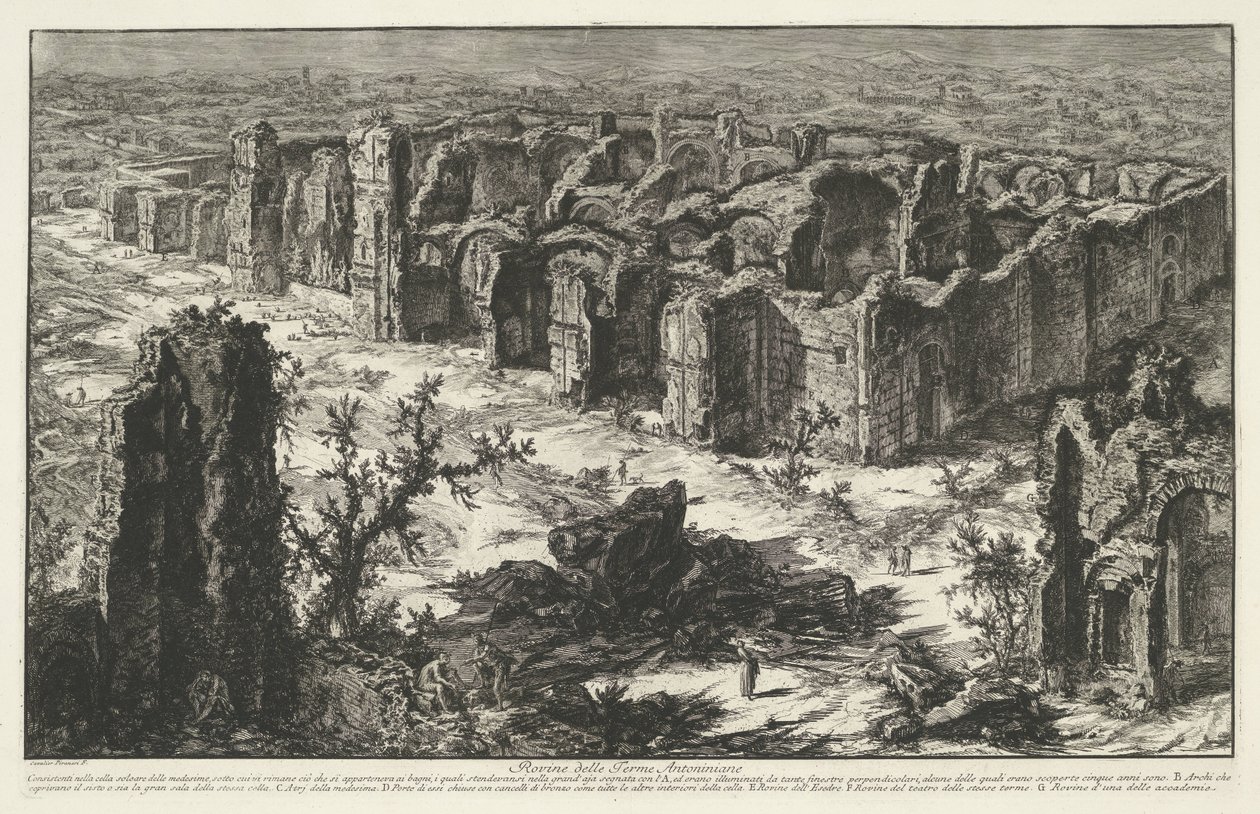 テルメン ヴァン カラカラ テ ローマ Antoninian Baths の遺跡 (オブジェクトのタイトル) Gezichten op Rome (シリーズタイトル) Giambattista Piranesi の建築家 Ve(nez)iano によって描かれ彫刻されたローマの景色 (シリーズ タイトル) 作： ジョバンニ・バッティスタ・ピラネージ