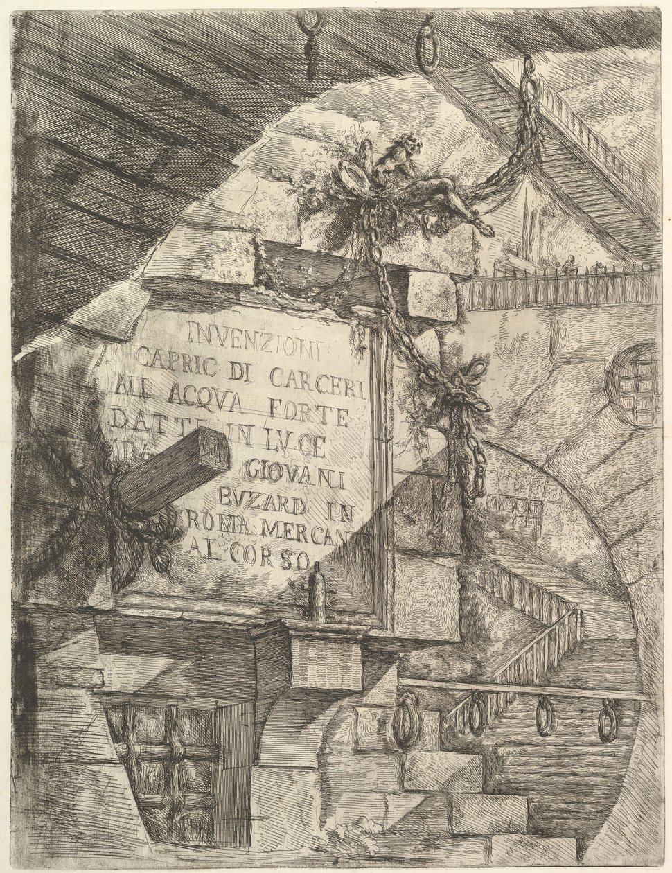 タイトルページ、Carceri dinvenzione Imaginary Prisons、ca。 1749-50。 作： ジョバンニ・バッティスタ・ピラネージ