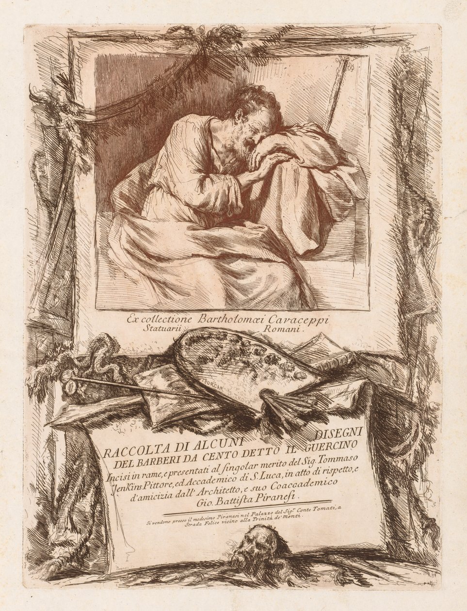 1764年のチェント・イエット・イル・ジェルチーノのバルベリーによるいくつかの絵のコレクションのタイトルページ。 作： ジョバンニ・バッティスタ・ピラネージ