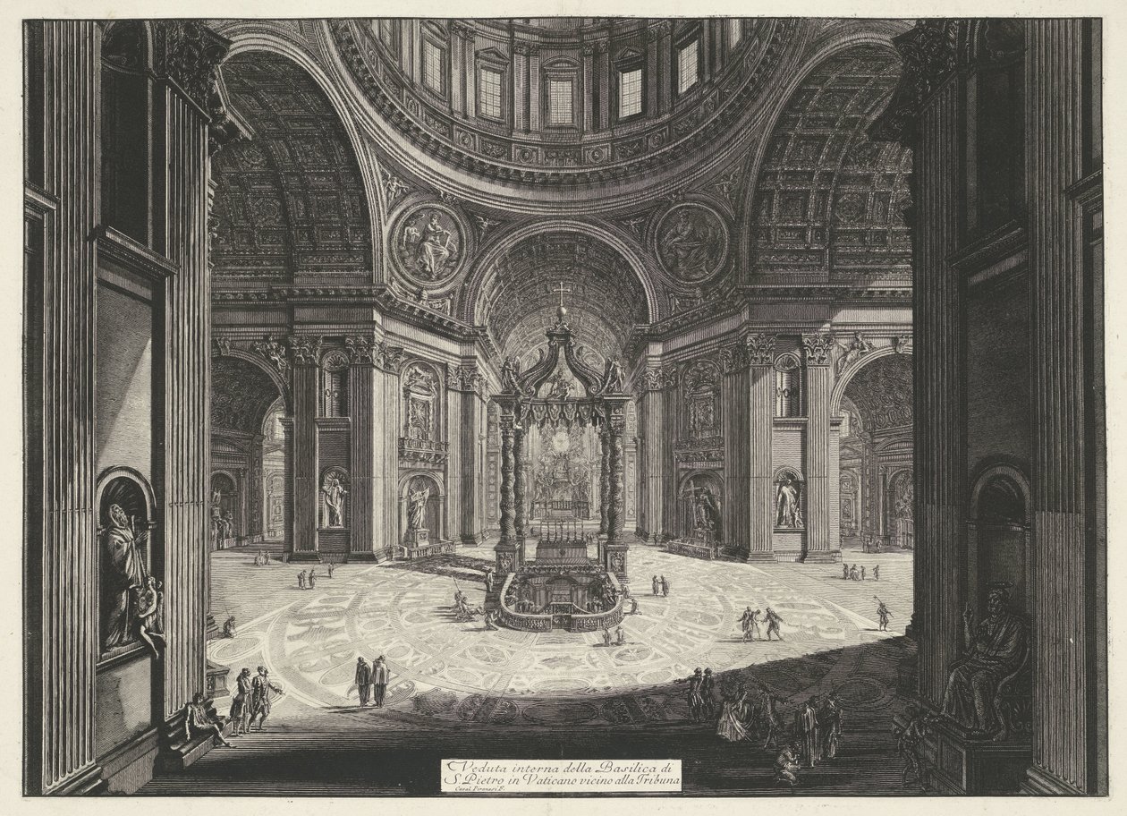 Transept van de Sint-Pietersbasiliek te Vaticaanstad トリブーナ近くのバチカンのサンピエトロ大聖堂の内部ビュー (オブジェクトのタイトル) Gezichten op Rome (シリーズタイトル) Giambattista Piranesi の建築家 Ve( 作： ジョバンニ・バッティスタ・ピラネージ