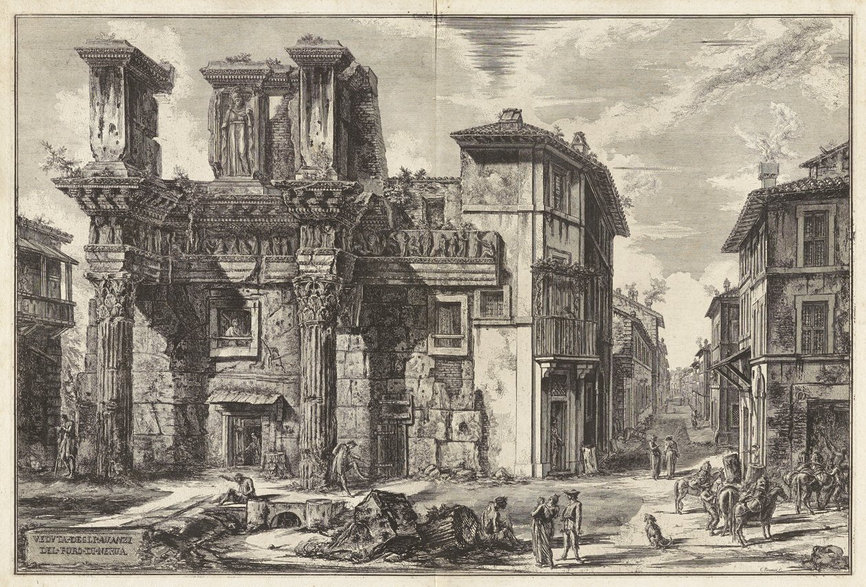 Vedute di Roma (Views of Rome) からのネルヴァのフォーラムの遺跡の眺め 作： ジョバンニ・バッティスタ・ピラネージ