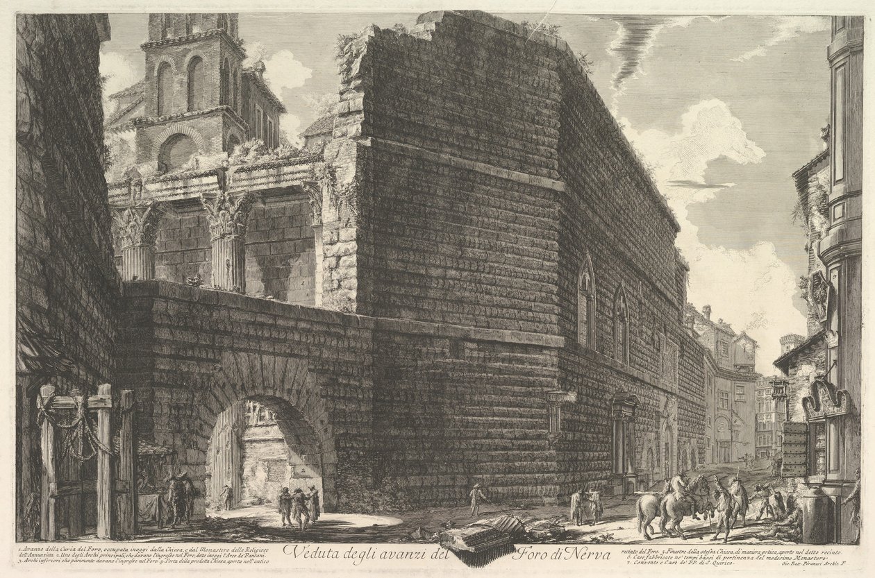 Veduta degli avanzi del Foro di Nerva、larcade et la muraille The Forum of Augustus [err ...、1757。 作： ジョバンニ・バッティスタ・ピラネージ