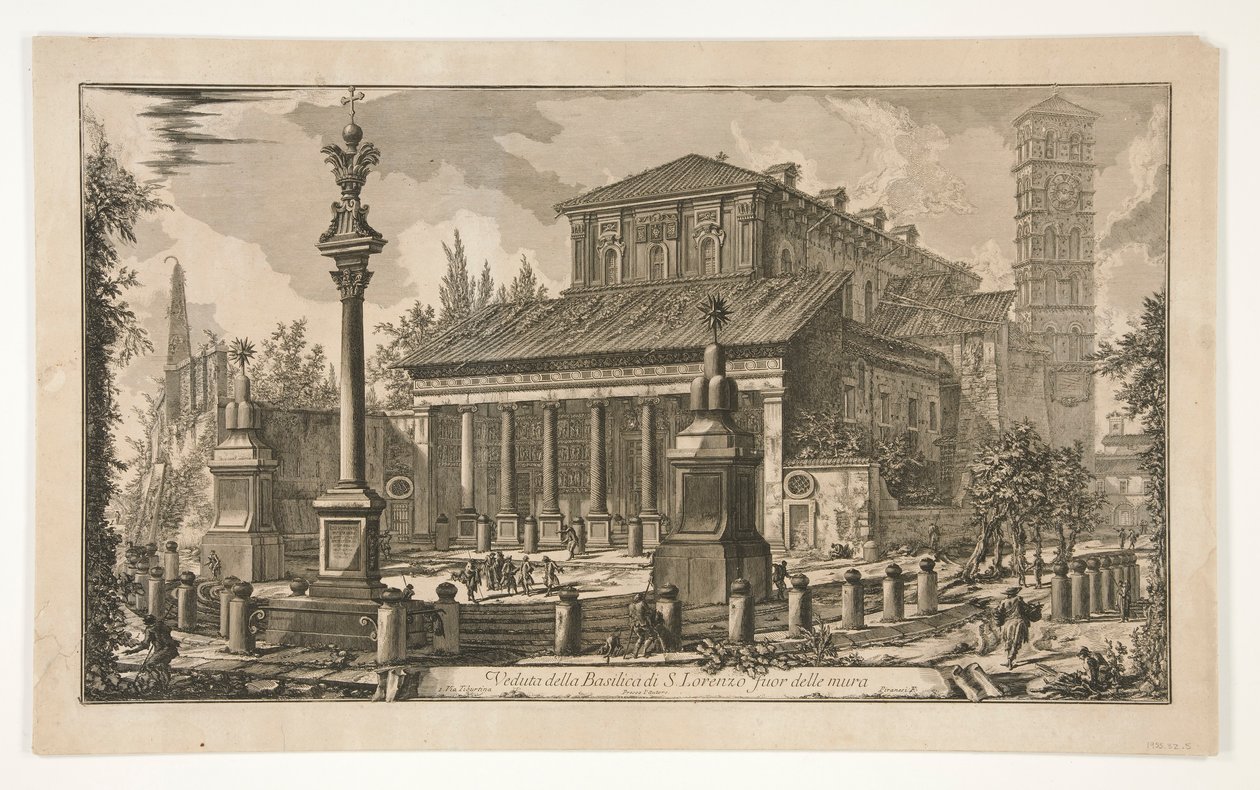 Vedute di RomaからのS. Lorenzo fuor delle mura（壁の外のS. Lorenzoの眺め）の大聖堂の眺め 作： ジョバンニ・バッティスタ・ピラネージ