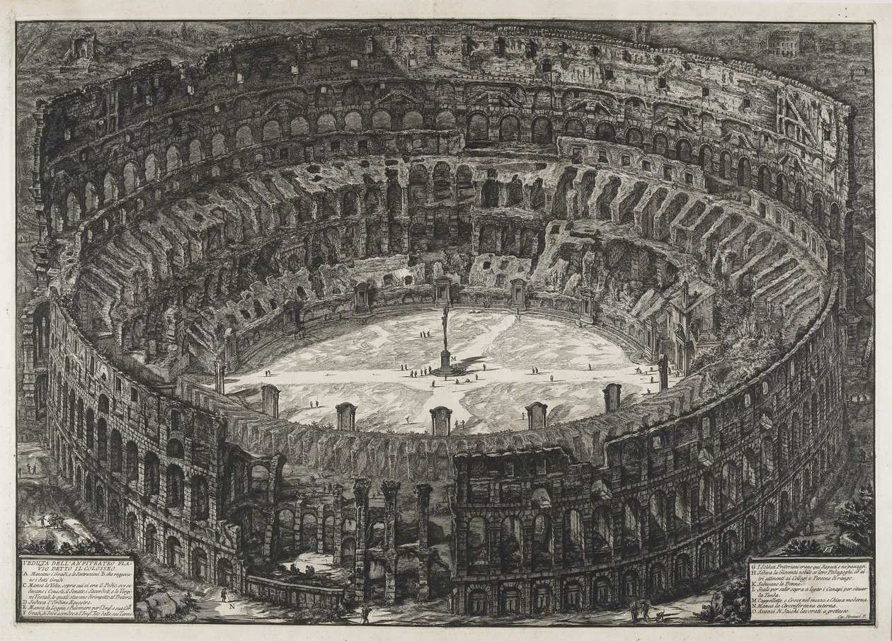 コロッセオと呼ばれるフラビア円形競技場の眺め（"Views of Rome "より 作： ジョバンニ・バッティスタ・ピラネージ