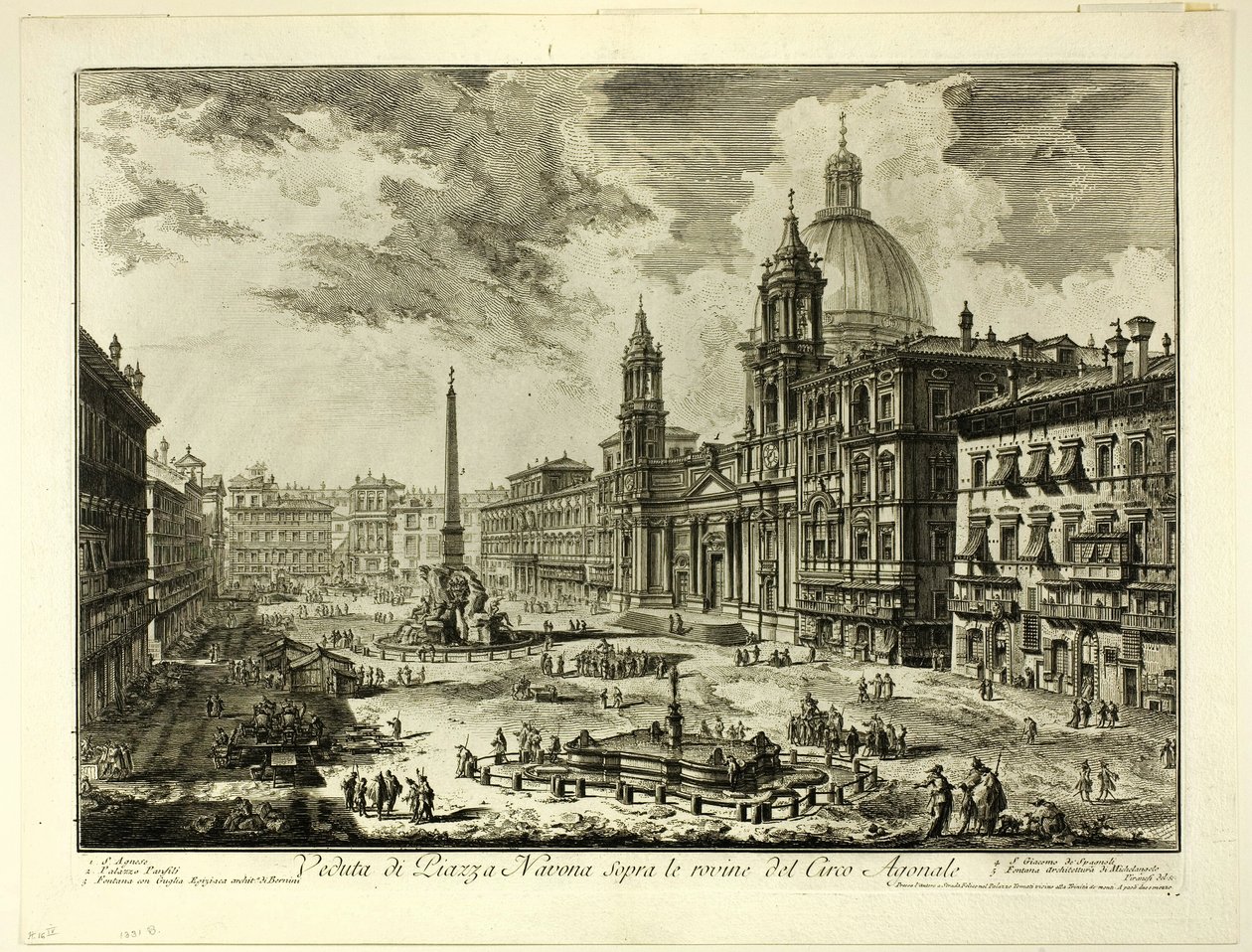 ドミティアヌスのサーカス跡の上にあるナヴォーナ広場の眺め（『Views of Rome』より 作： ジョバンニ・バッティスタ・ピラネージ
