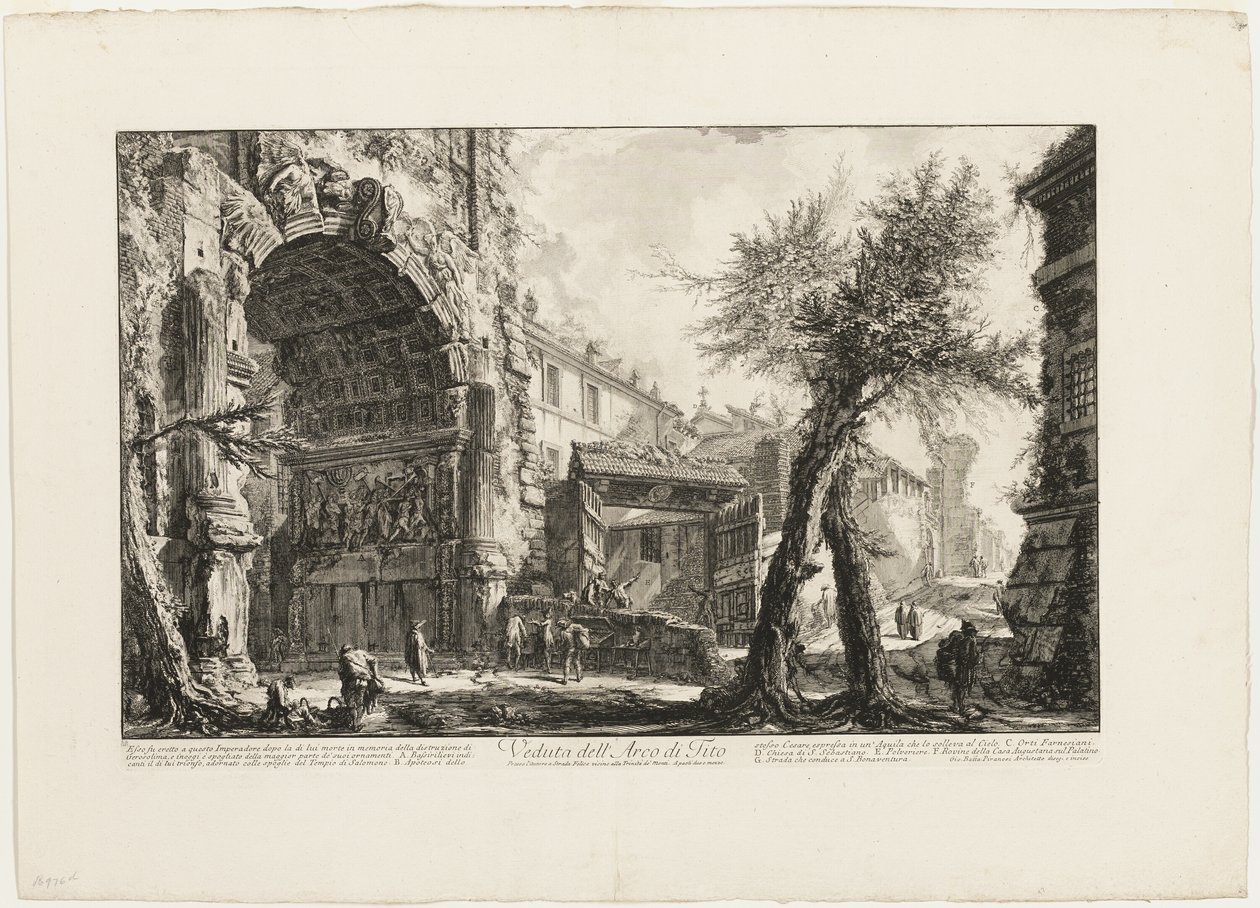 Vedute di Roma (Views of Rome) からのティトゥスの凱旋門の眺め 作： ジョバンニ・バッティスタ・ピラネージ