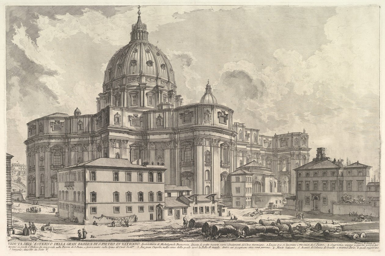 Vedute di Roma Roma... から見た、バチカンのサンピエトロ大聖堂の外観。 1748年。 作： ジョバンニ・バッティスタ・ピラネージ
