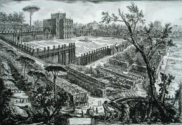 1743年に出版された「Opere Varie di Architettura, Prospettive, Grotteschi, Antichita」の中のパンフィーリ荘（彫刻）。 作： ジョバンニ・バッティスタ・ピラネージ