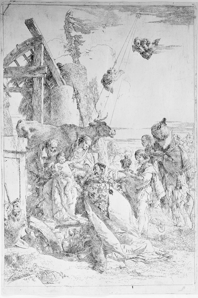 マギの礼拝、約。 1753 . 作： ジョバンニ・バティスタ・ティエポロ