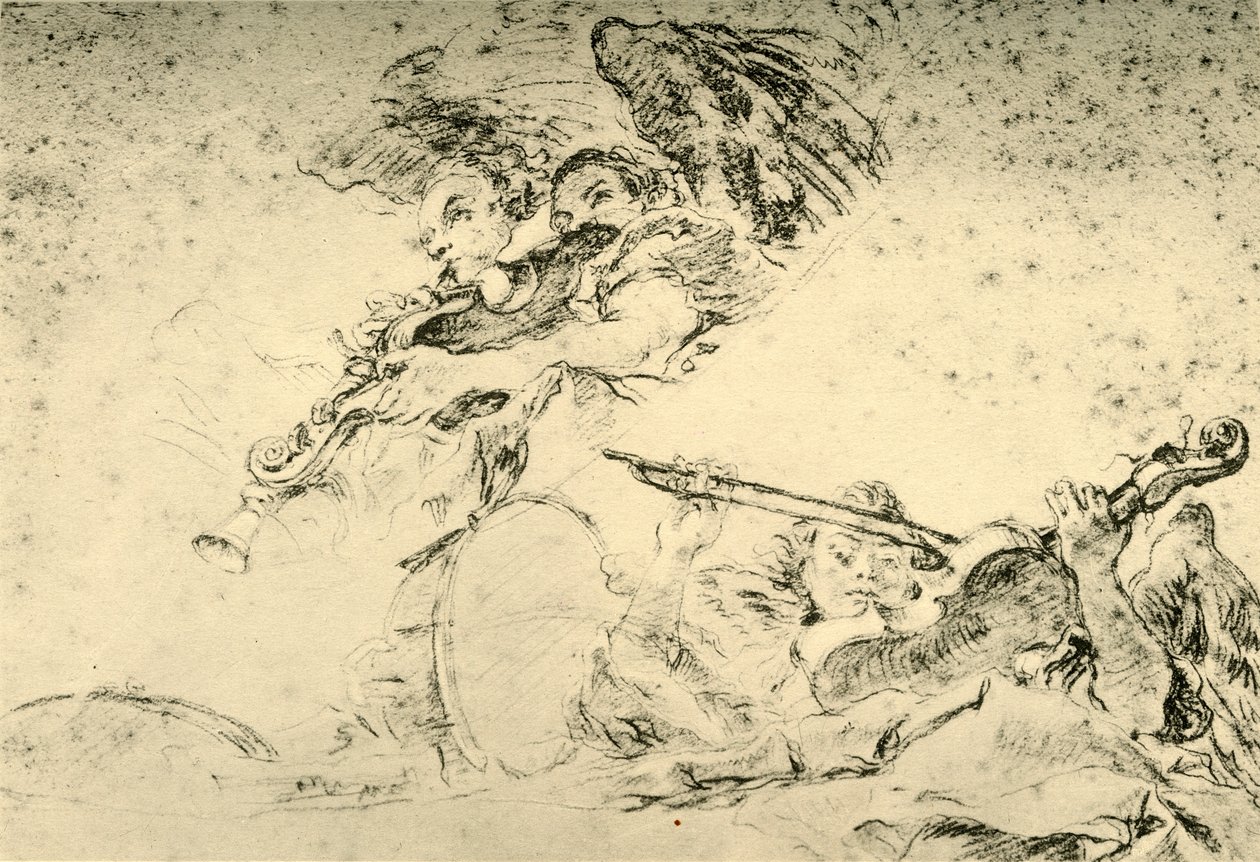 楽器を演奏する天使、c1755、1928 作： ジョバンニ・バティスタ・ティエポロ