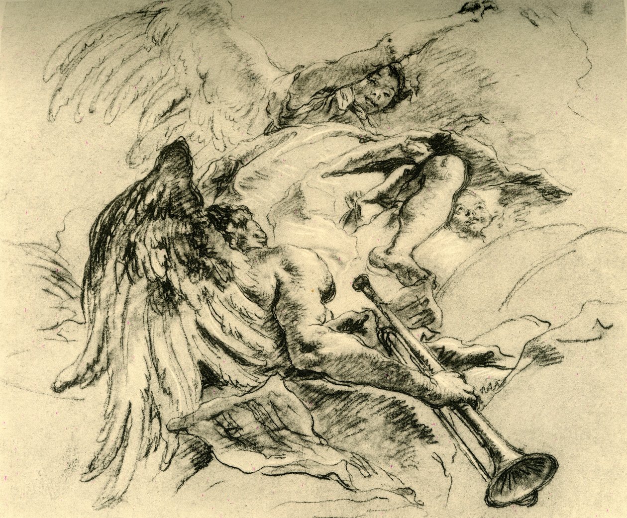 天使のグループ、c1754、1928 作： ジョバンニ・バティスタ・ティエポロ