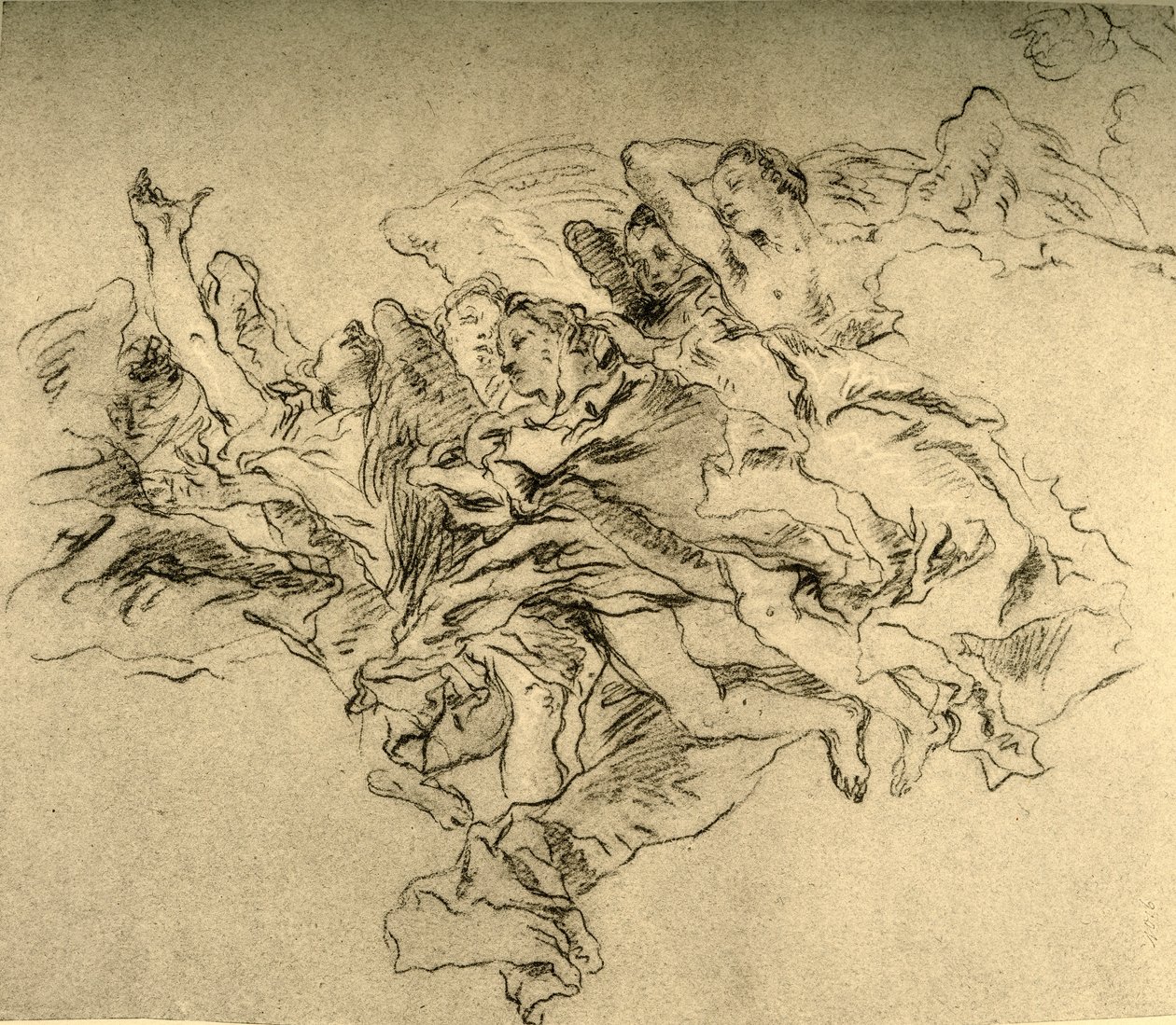 ホバリングする天使のグループ、c1755、1928 作： ジョバンニ・バティスタ・ティエポロ