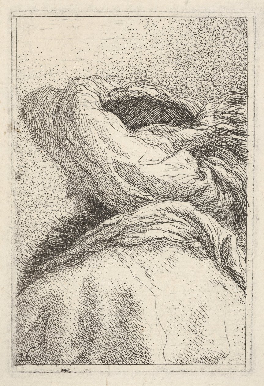 4分の3のビューで後ろからバスト長形式で描かれたターバンの男、... 1770。 作： ジョバンニ・バティスタ・ティエポロ