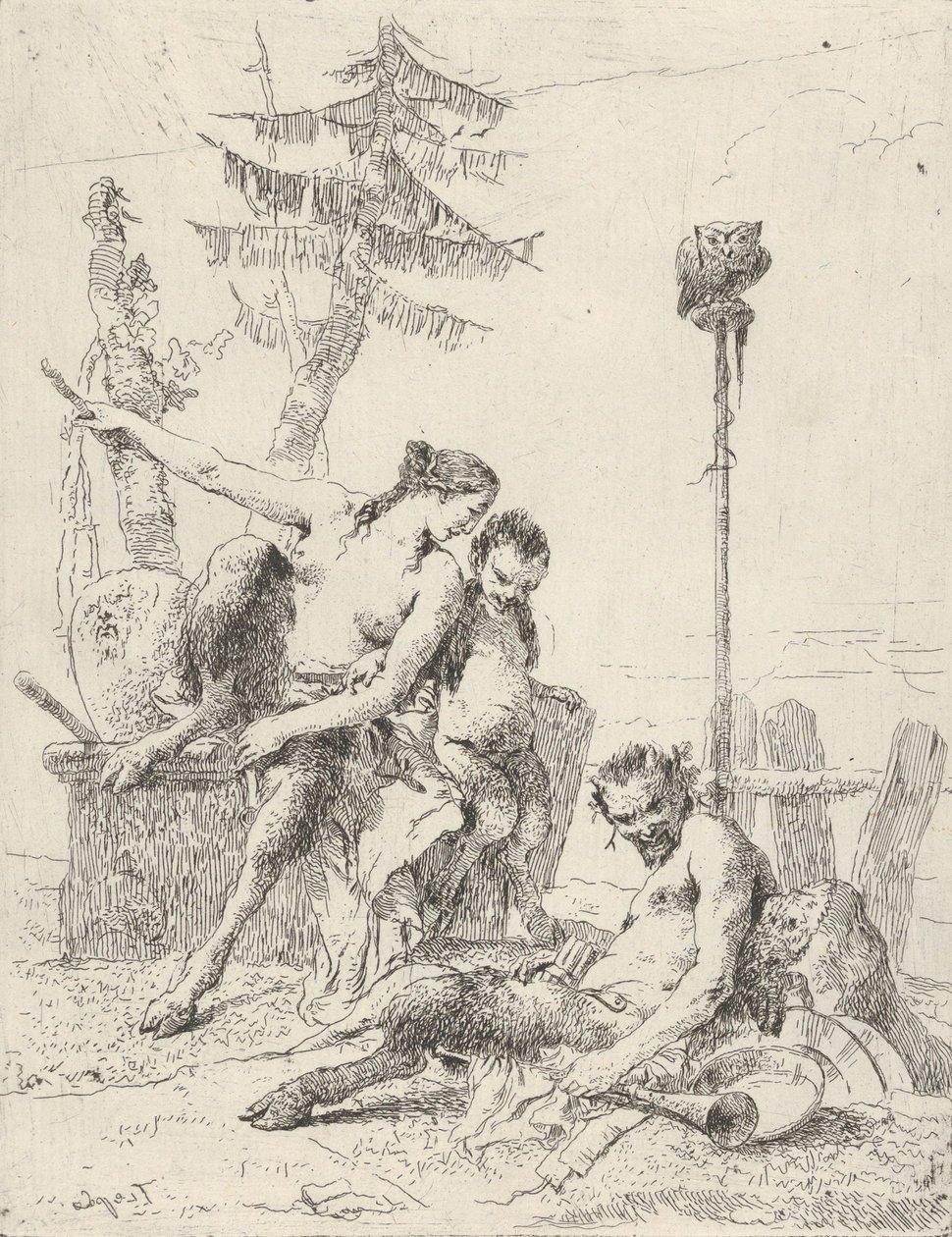 Satyr Family Pan とその家族、Scherzi 出身。 1743-50。 作： ジョバンニ・バティスタ・ティエポロ