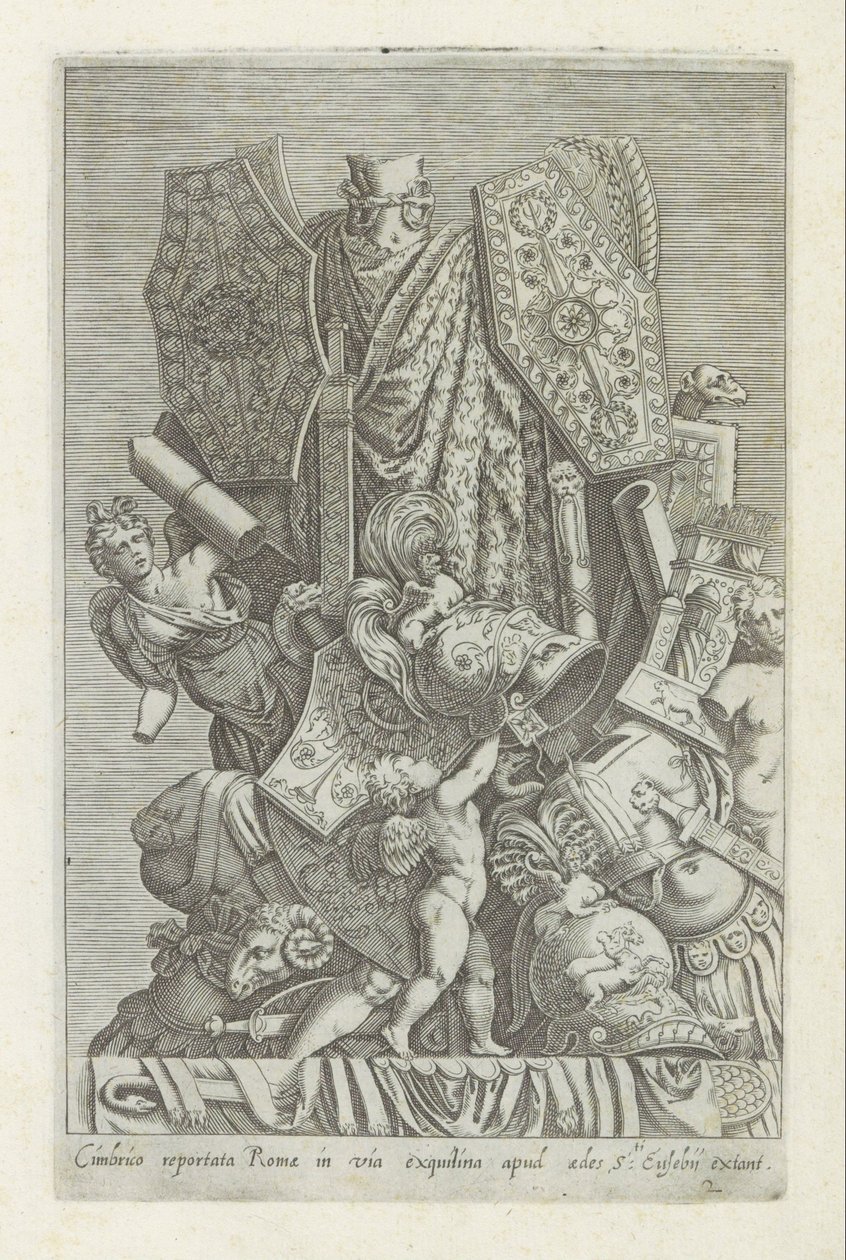 Trophäe von Waffen und Skulpturen (Antieke sculpturen in Rome) von Giovanni Battista de