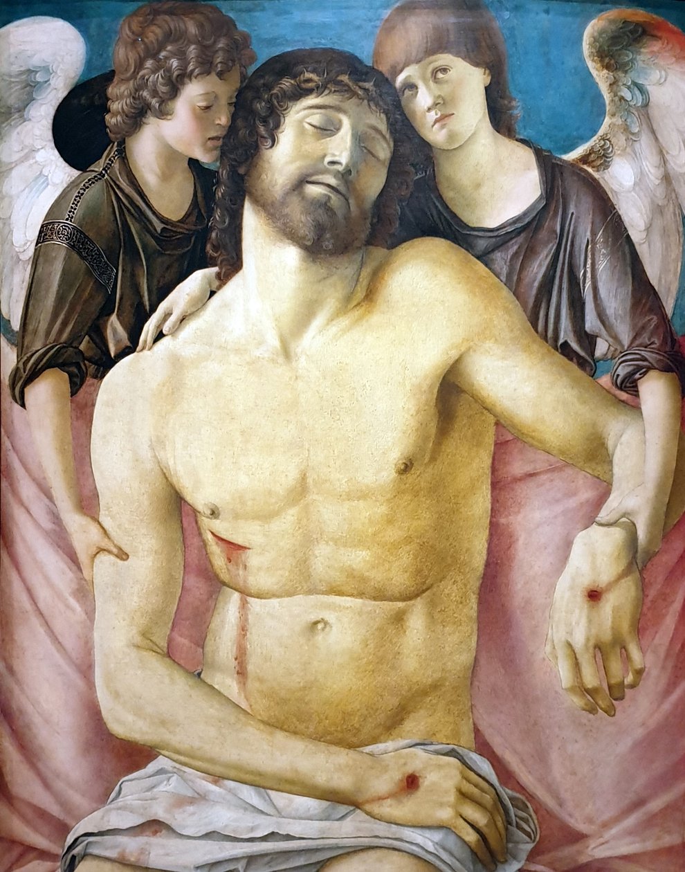 ドイツ語：Der tote Christus, von zwei Engeln gestützt 死んだキリスト、2人の天使に支えられる 作： ジョバンニ・ベリーニ