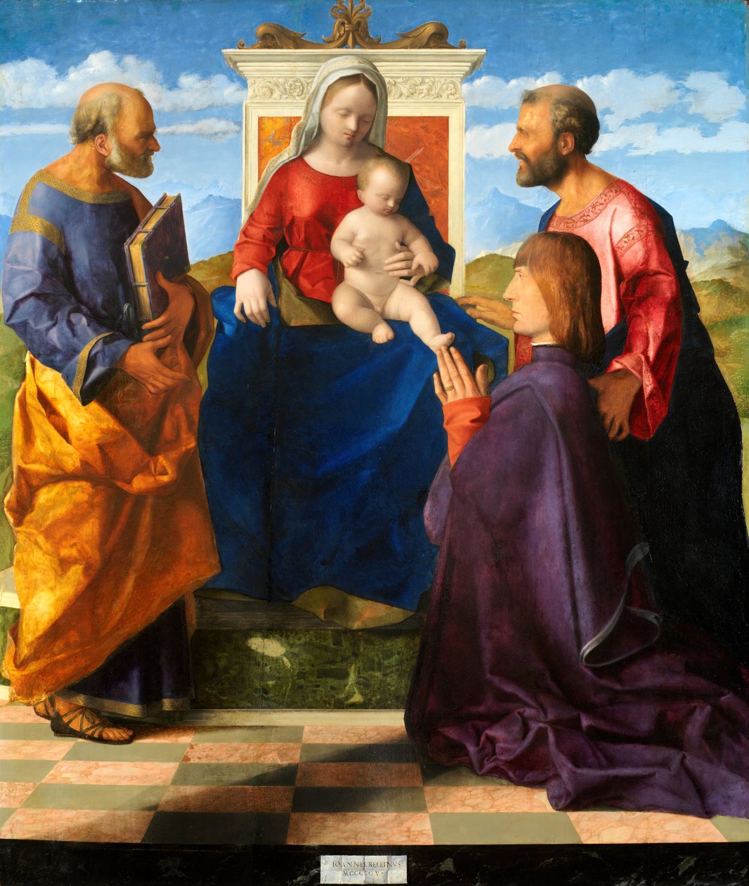 聖人と寄進者に即位するマドンナとチャイルド、1505年。 作： ジョバンニ・ベリーニ