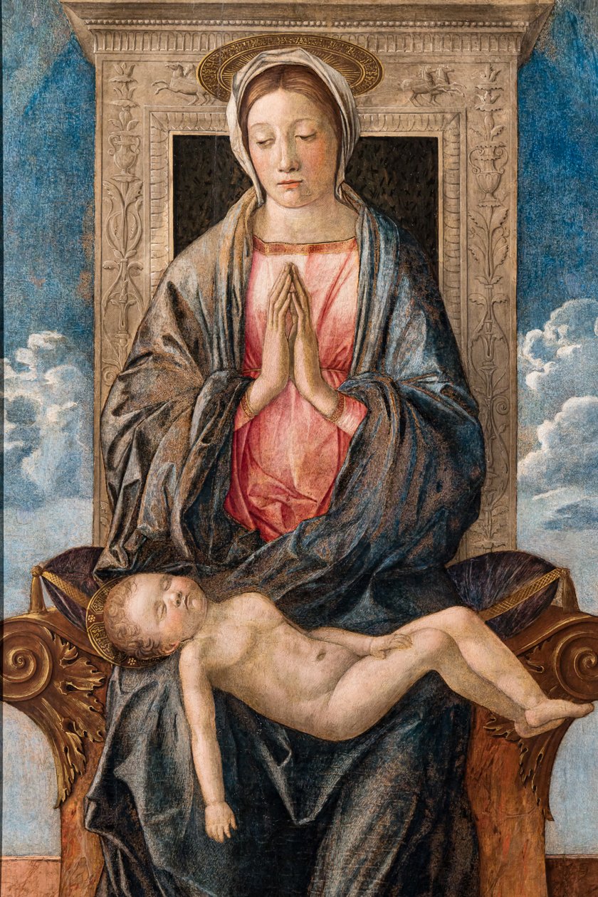 眠っている赤ちゃんと一緒のマドンナ、ジョヴァンニ・ベッリーニ作、1470年頃。 作： ジョバンニ・ベリーニ