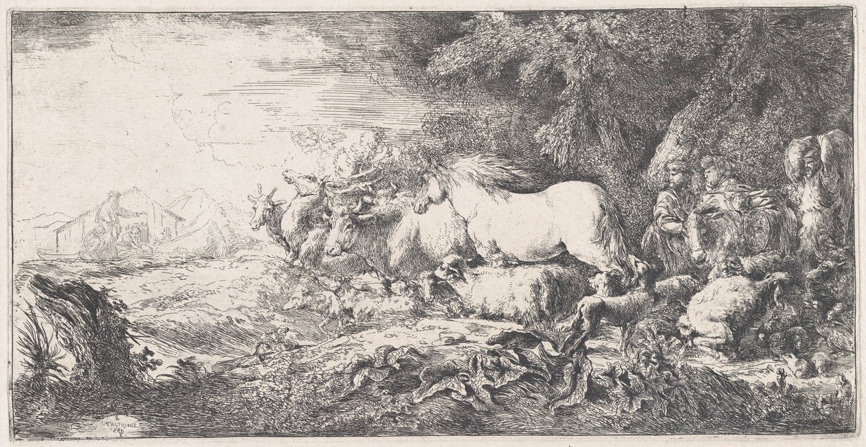 ノアと箱舟に入る動物たち, ca. 1650-55。